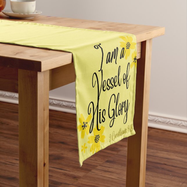 Scripture Verse Yellow Gold Table Runner (In Situ)