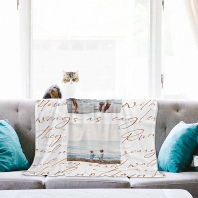 Scripture Wait Upon the Lord Two Photo Fleece Blanket (Creator Uploaded)