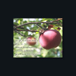 Scripture Wall Art Apple with Fruit of the Spirit<br><div class="desc">This canvas print features a juicy red apple hanging on its tree just waiting to be plucked and eaten. A great piece of art to hang in the kitchen, the Bible verse says, "But the fruit of the Spirit is love, joy, peace, patience, kindness, goodness, faithfulness, gentleness, self-control. Galatians 5:22-23."...</div>