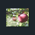 Scripture Wall Art Apple with Fruit of the Spirit<br><div class="desc">This canvas print features a juicy red apple hanging on its tree just waiting to be plucked and eaten. A great piece of art to hang in the kitchen, the Bible verse says, "But the fruit of the Spirit is love, joy, peace, patience, kindness, goodness, faithfulness, gentleness, self-control. Galatians 5:22-23."...</div>