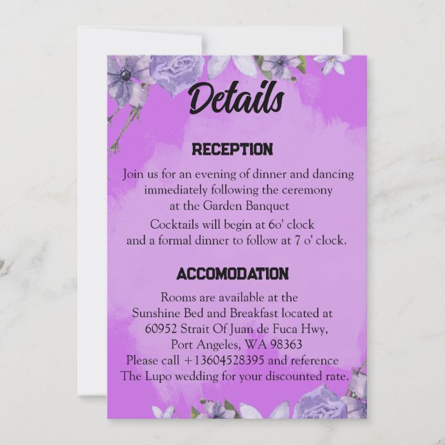 Scripture Wedding Details Card (Front)