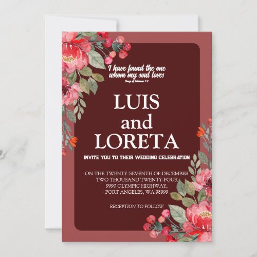 Scripture Wedding Invitation Card I Found Red