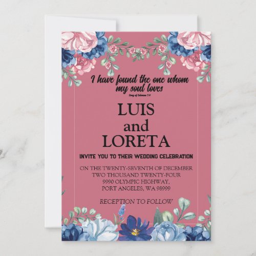 Scripture Wedding Invitation Card I Found Rose