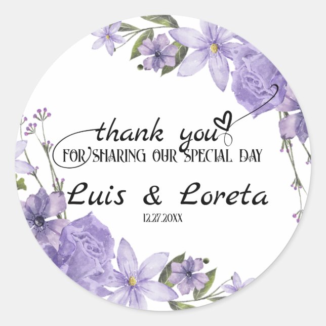Scripture Wedding Thank You Sticker (Front)