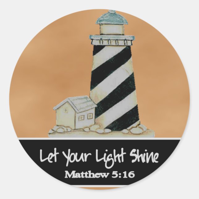 Scripture with Lighthouse Classic Round Sticker (Front)