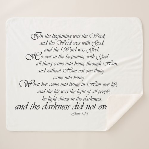 Scripture Word of God John 1 Sherpa Blanket