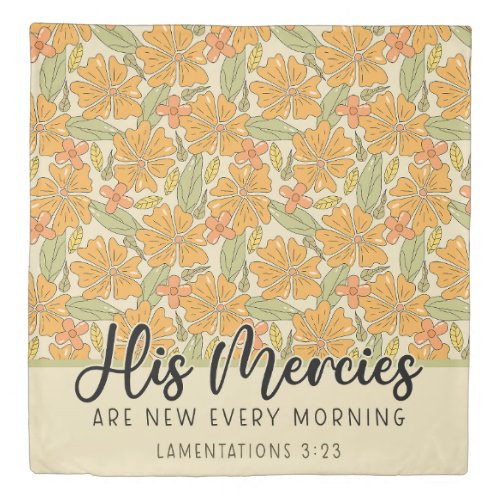 Scriptures Quote Bible Verse Retro Floral Design Duvet Cover