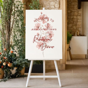 Scripty Coral Watercolor Floral Rehearsal Dinner Foam Board