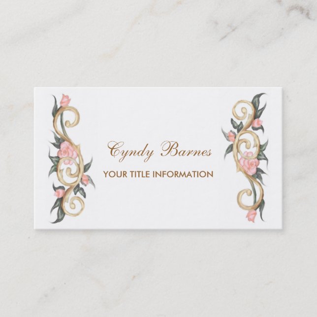 Scroll and Roses Business Card (Front)