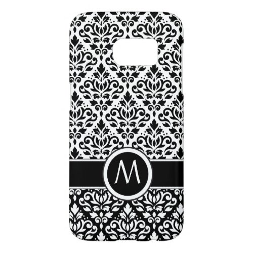 Scroll Damask 2Part Ptn BW Band Custom Samsung Galaxy S7 Case