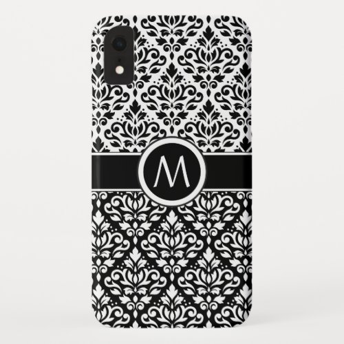 Scroll Damask 2Part Ptn BW  Band Personalized iPhone XR Case