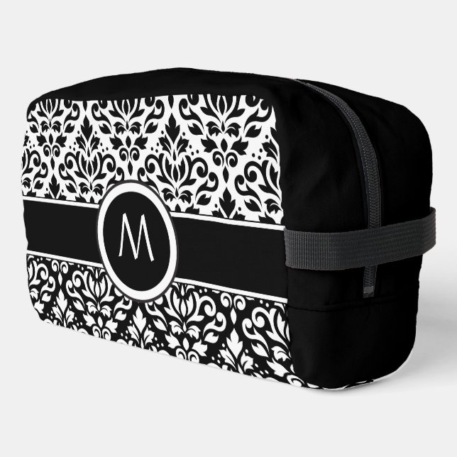 Scroll Damask 2Part Ptn BW & Band (Personalized) Dopp Kit (Left Corner)