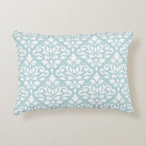 Scroll Damask 2Way Big Ptn Wt  Duck Egg Blue B Decorative Pillow