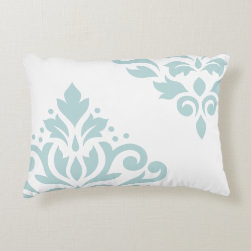 Scroll Damask Art I 2Way Duck Egg Blue B  White Decorative Pillow