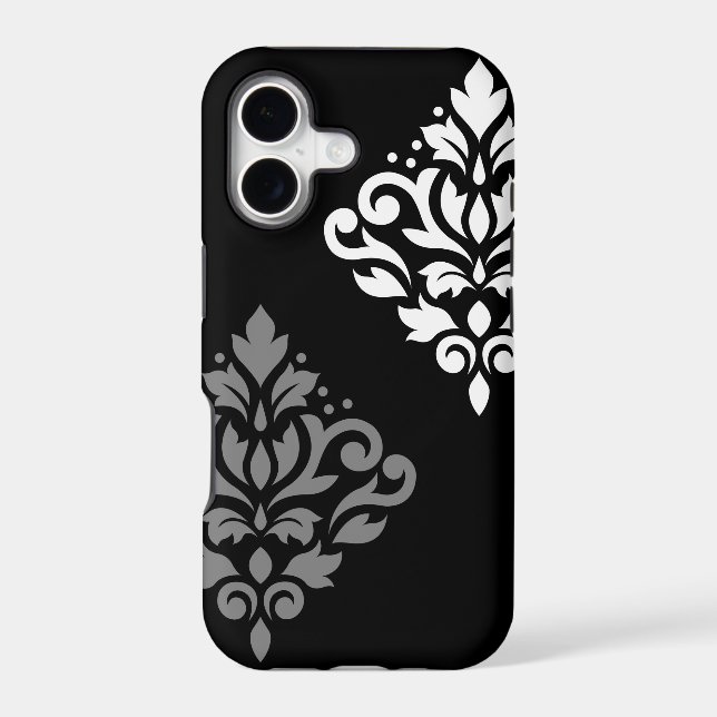 Scroll Damask Art I Black Gray White Case-Mate iPhone Case (Back)