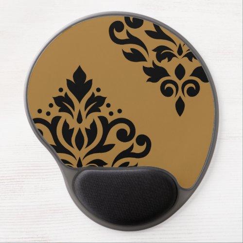 Scroll Damask Art I Black on Gold Gel Mouse Pad