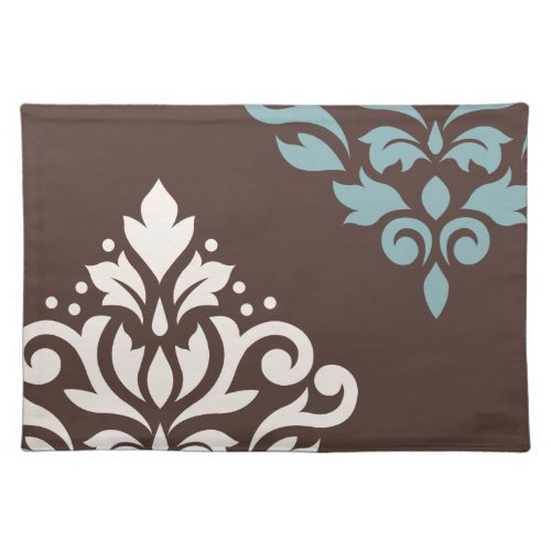 Scroll Damask Art I Cream Teal Brown Placemat