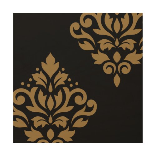 Scroll Damask Art I Gold on Black