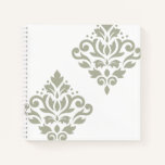 Scroll Damask Art I Green on White Notebook
