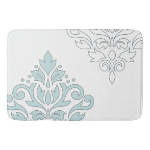 Scroll Damask Art I (line) Duck Egg Blue Gray Wt Bathroom Mat