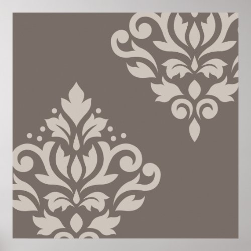 Scroll Damask Art I Lt on Dk Taupe Poster