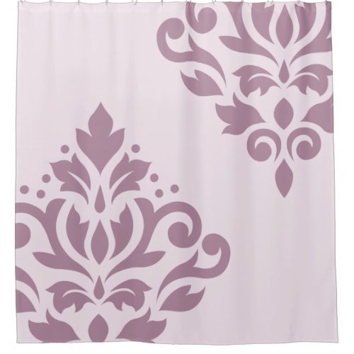 Scroll Damask Art I Mauve on Pink Shower Curtain