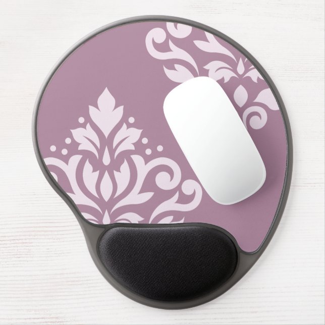 Scroll Damask Art I Pink on Mauve Gel Mouse Pad (Left Side)