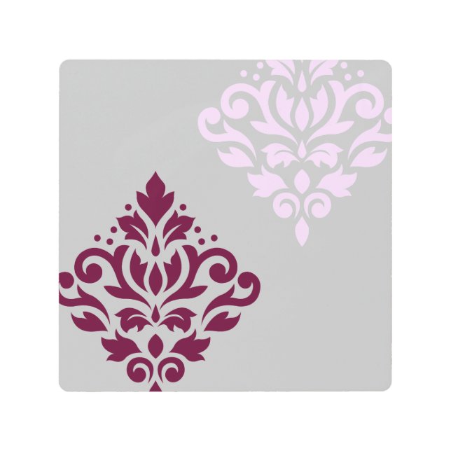 Scroll Damask Art I Plum Pink Gray (Front)