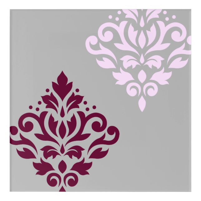 Scroll Damask Art I Plum Pink Gray (Front)