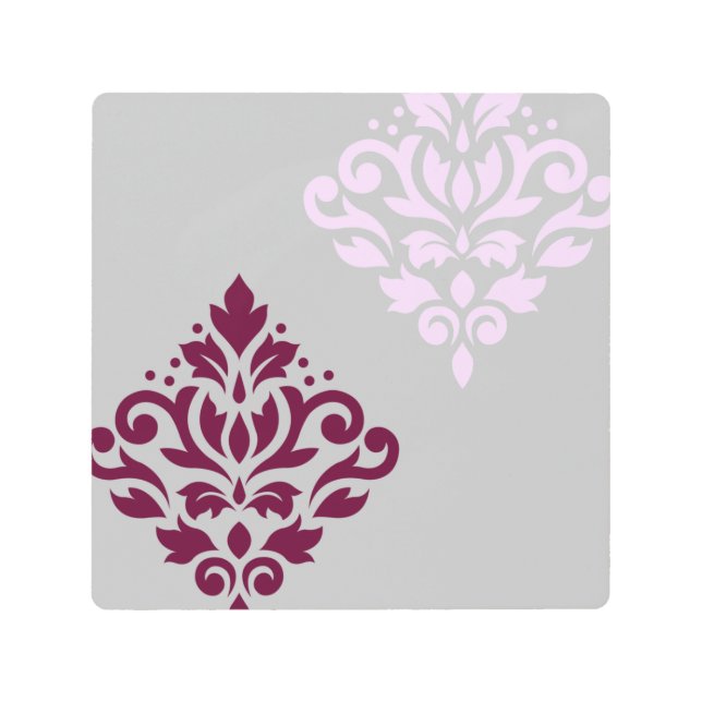 Scroll Damask Art I Plum Pink Gray (Front)