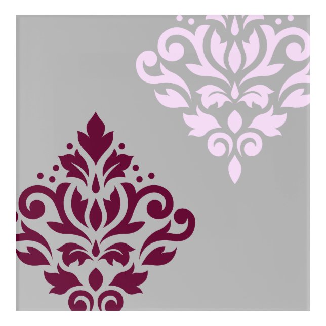 Scroll Damask Art I Plum Pink Gray (Front)