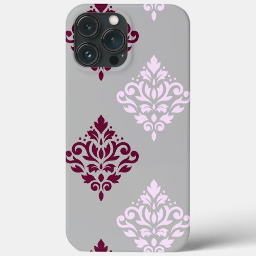 Scroll Damask Art I Plum Pink Gray iPhone 13 Pro Max Case