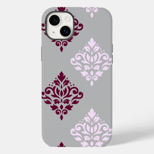 Scroll Damask Art I Plum Pink Gray Case_Mate iPhone 14 Plus Case