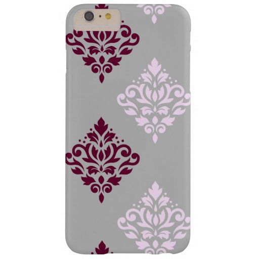 Scroll Damask Art I Plum Pink Gray Barely There iPhone 6 Plus Case