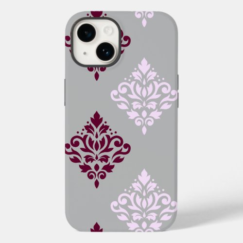 Scroll Damask Art I Plum Pink Gray Case_Mate iPhone 14 Case