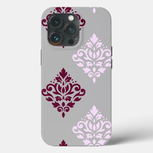 Scroll Damask Art I Plum Pink Gray iPhone 13 Pro Case