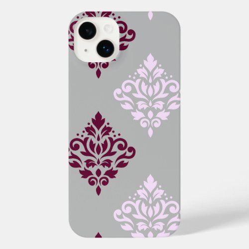 Scroll Damask Art I Plum Pink Gray iPhone 14 Plus Case