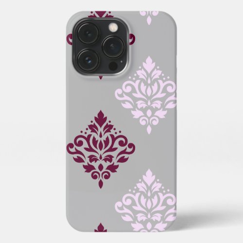 Scroll Damask Art I Plum Pink Gray iPhone 13 Pro Case