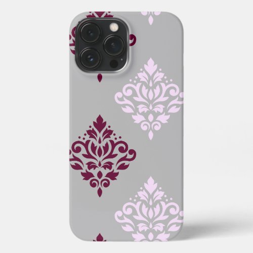 Scroll Damask Art I Plum Pink Gray iPhone 13 Pro Max Case