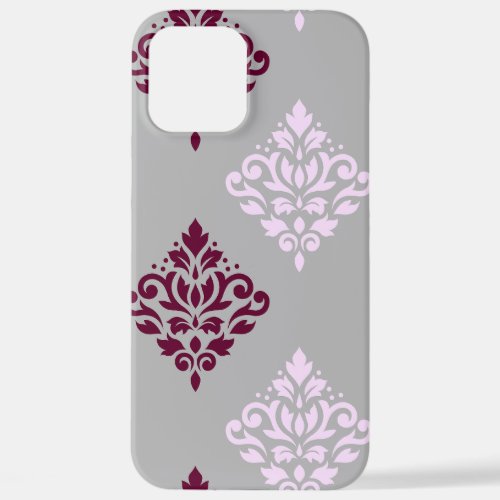 Scroll Damask Art I Plum Pink Gray iPhone 12 Pro Max Case