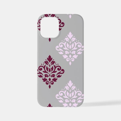 Scroll Damask Art I Plum Pink Gray iPhone 12 Mini Case