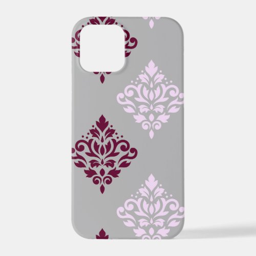 Scroll Damask Art I Plum Pink Gray iPhone 12 Pro Case