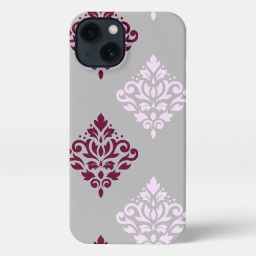 Scroll Damask Art I Plum Pink Gray iPhone 13 Case