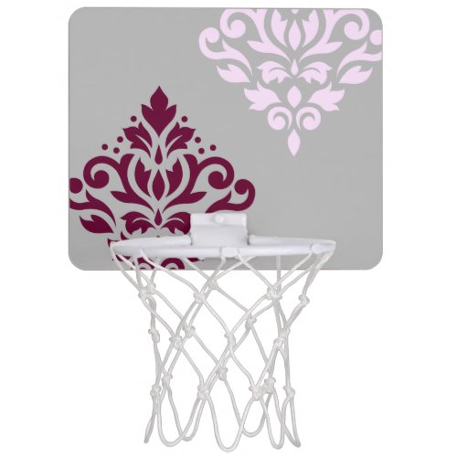 Scroll Damask Art I Plum Pink Gray Mini Basketball Hoop