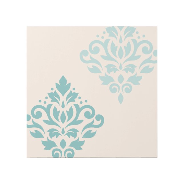 Scroll Damask Art I Teals on Cream (Front)