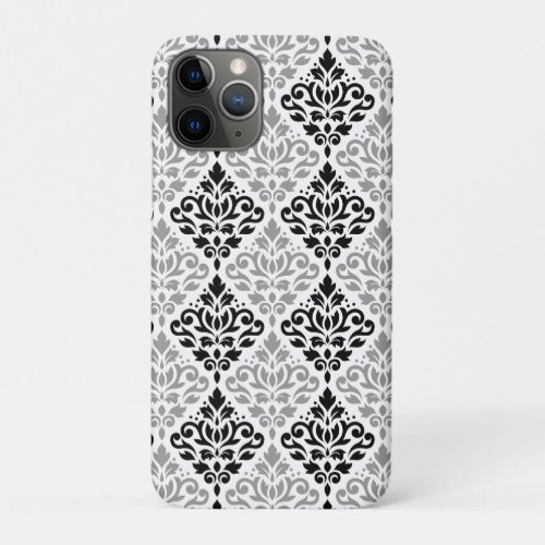 Scroll Damask Big Pattern Black Gray White iPhone 11 Pro Case