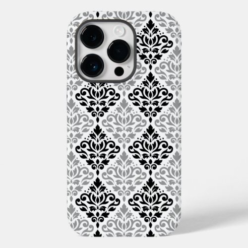 Scroll Damask Big Pattern Black Gray White Case_Mate iPhone 14 Pro Case