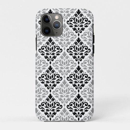 Scroll Damask Big Pattern Black Gray White iPhone 11 Pro Case