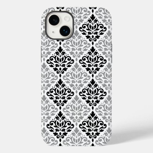 Scroll Damask Big Pattern Black Gray White Case_Mate iPhone 14 Plus Case