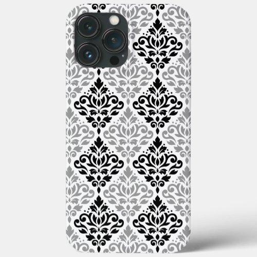 Scroll Damask Big Pattern Black Gray White iPhone 13 Pro Max Case